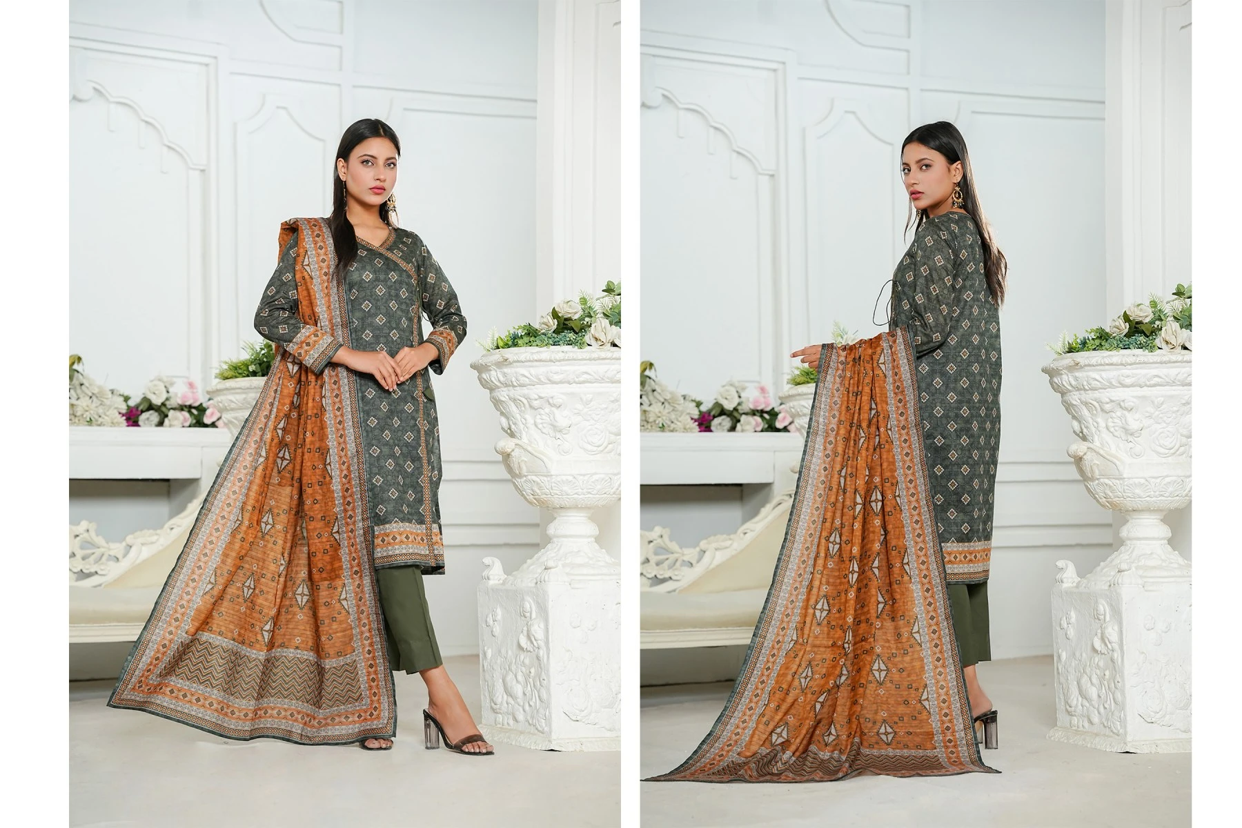 Digital Printed Dark Green | Gul e Noor_SKU-ABJT005