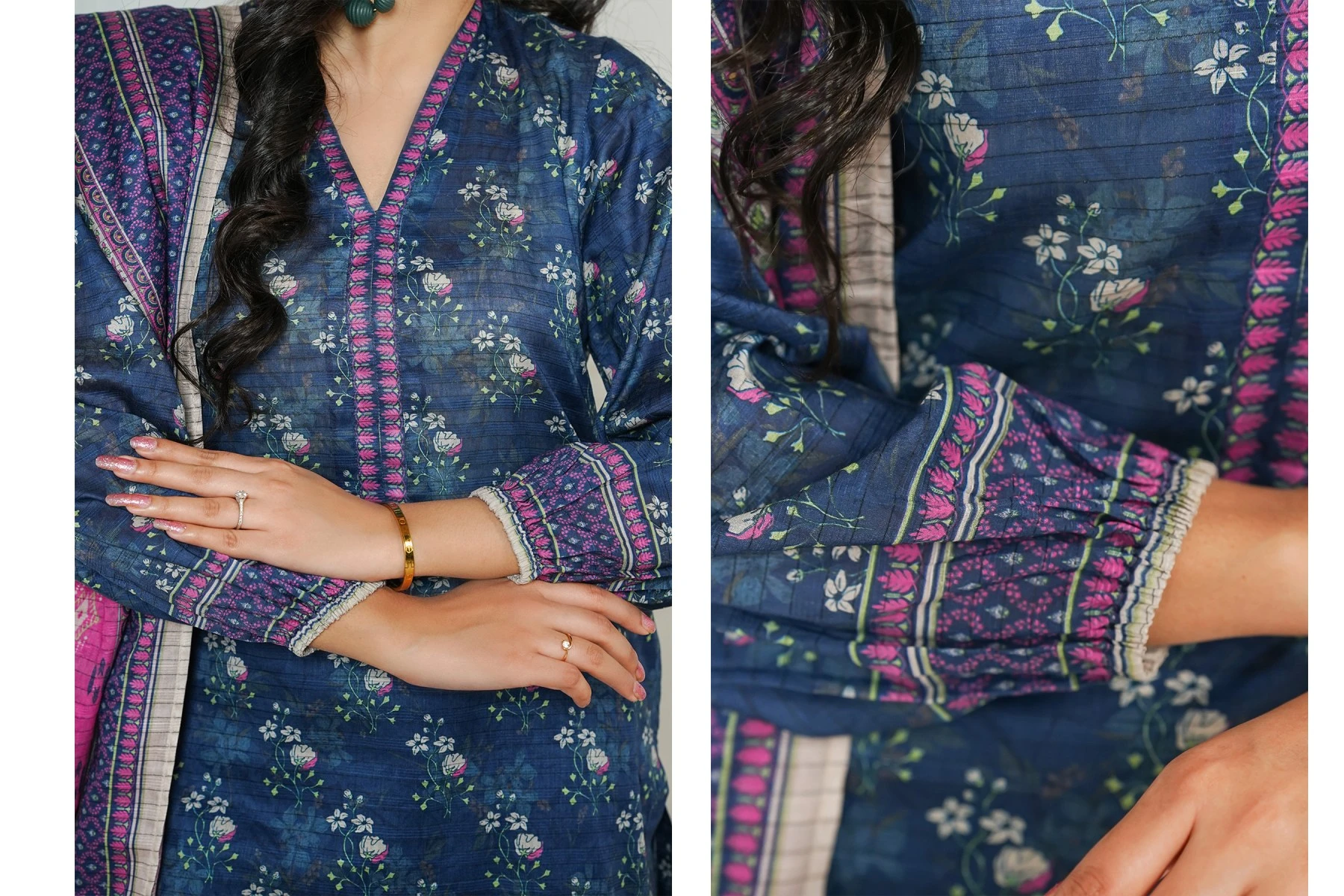 Digital Printed Navy Blue | Gul e Noor-ABJT006